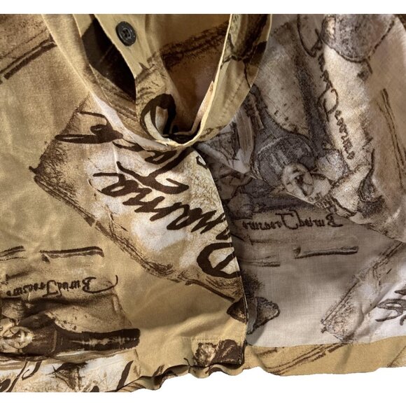 VINTAGE Panama Jack Shirt Mens Medium Hawaiian Button Up TAN BROWN Beach Casual - Picture 5 of 8